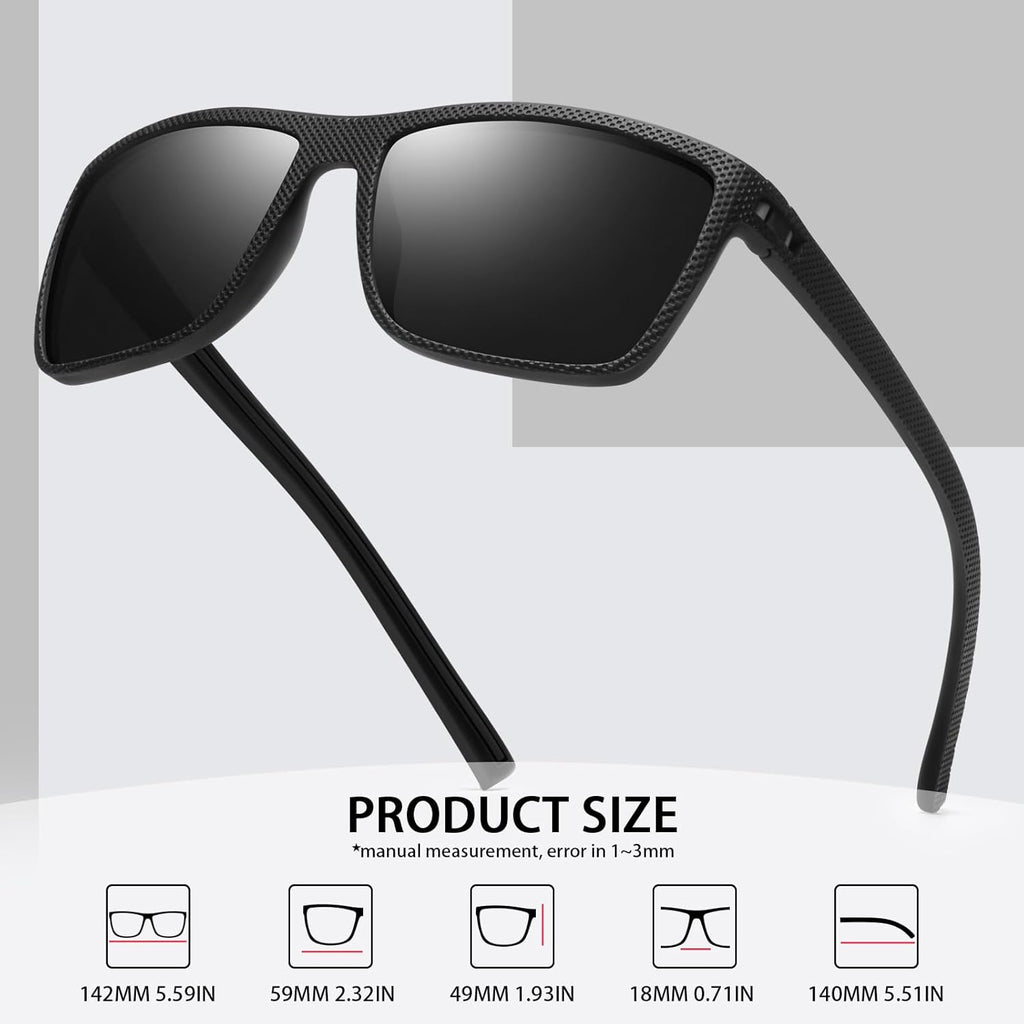 Skiennix Square Polarized Sunglasses - Vintage Style UV Protection Goggles for Men | Lightweight Frame