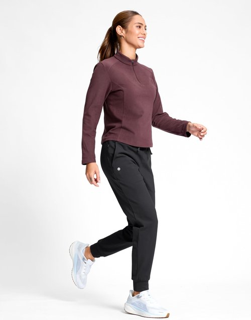 G Gradual Women's Fleece Lined Joggers with Zipper Pocket Water Resistant Running Hiking Pants Winter Warm Thermal Sweatpants Black M