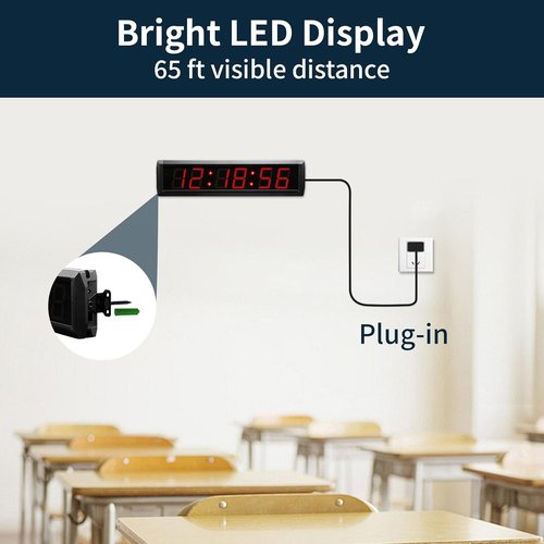 Large Digital Wall Clock by [Brand Name] - Remote Control LED Timer with 12/24 Hour Format | Red, 16.3" x 3.9"