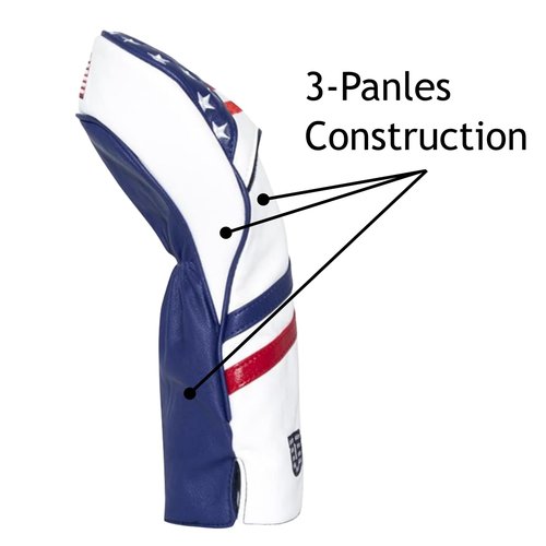 3pcs Red White Blue Golf Club Cover for Driver and Woods, Synthetic Leather Golf Driver Headcover and 2pcs Fairway Wood Head Cover Headcover fits for 460CC Drivers and All Fairway Woods