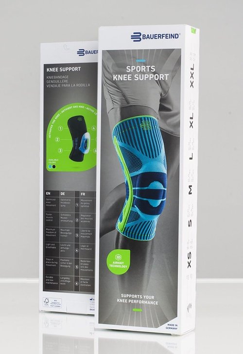 Bauerfeind Sports Knee Support - Knee Brace for Pain Relief and Stabilization - Patellar Knee Pad for Enhanced Support - Targeted Compression - Lightweight & Durable (All Black, M)
