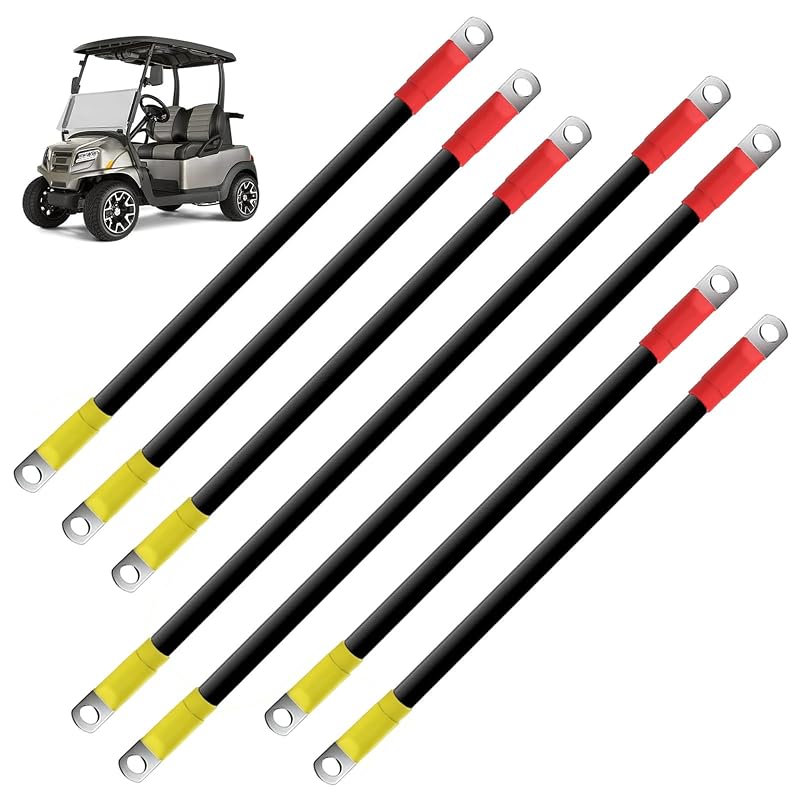 Heavy-Duty 7-Piece 4 AWG Golf Cart Battery Cable Kit for EZGO TXT 1994+ 36V/48V with Dust Caps