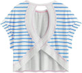 WDIRARA Women's Workout T-Shirt - Stripe Open Back Design | Short Sleeve Criss Cross Style