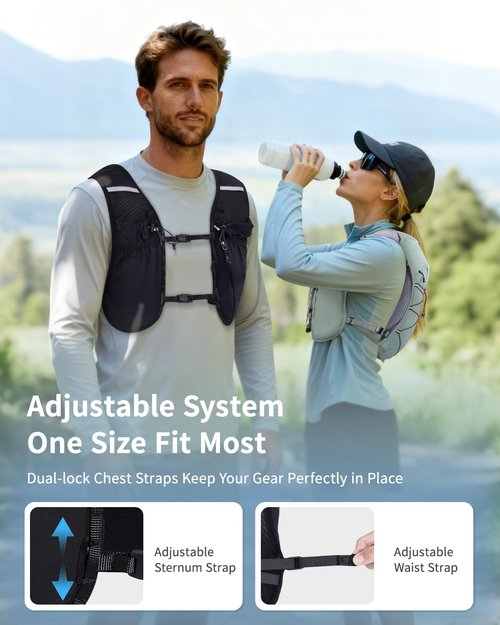 ECOHUB Running Hydration Vest Backpack, Lightweight Hydration Pack Bag Daypack for Hiking Cycling Marathon Backpack Vest for Women Men (No Bladder Included) (Black)