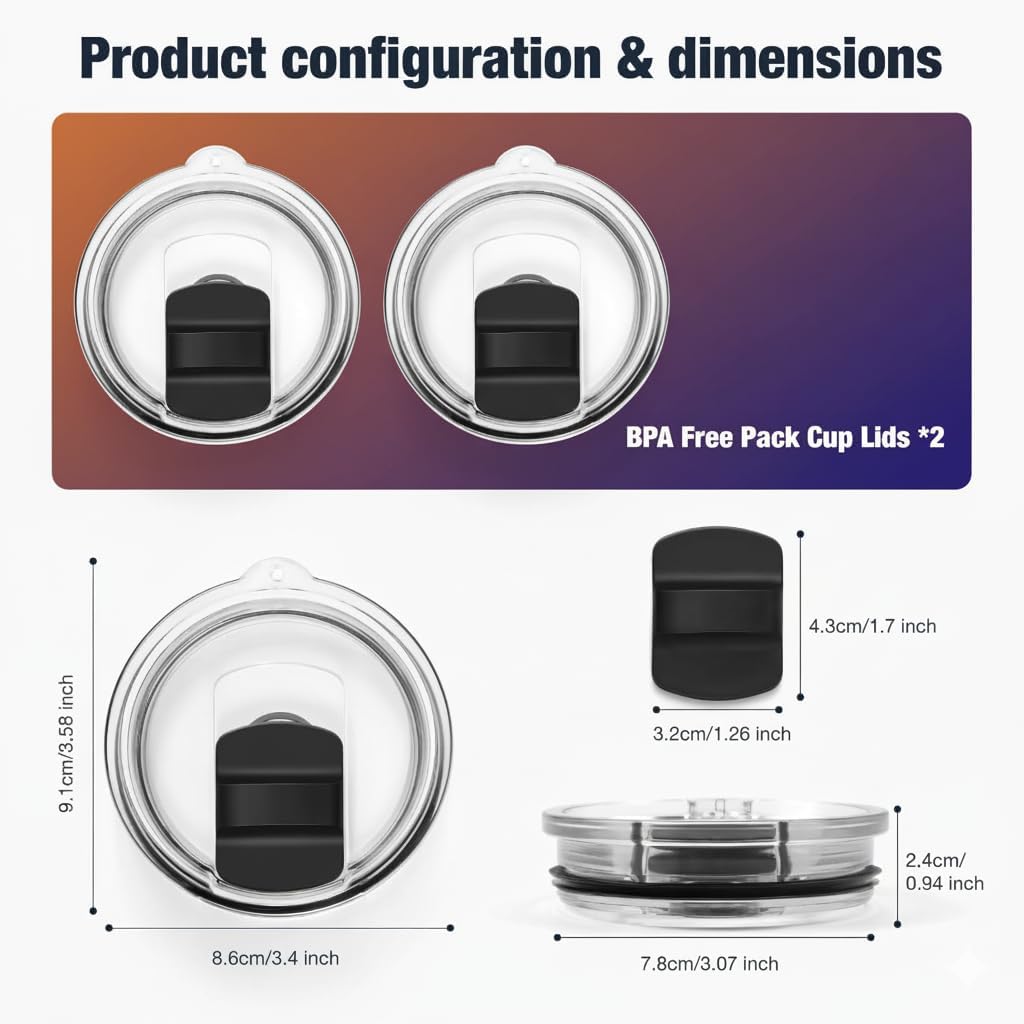 YETI 20oz Tumbler Lids - Magnetic Slider, Spill-Proof & Leak-Proof, BPA-Free Replacement | 2 Pack