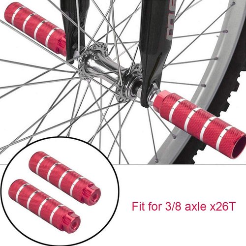 Enkarl Bike Pegs Anti-Skid Lead Foot Bicycle Pegs Aluminum Alloy BMX Pegs for Mountain Bike Cycling Rear Stunt Pegs Fit 3/8 inch Axles 26T (Red)