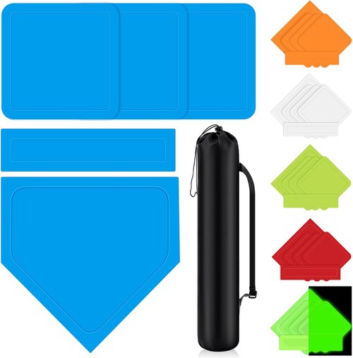 Hiboom Baseball & Softball Base Set - 5 Pcs with Portable Carrying Bag for Backyard Practice