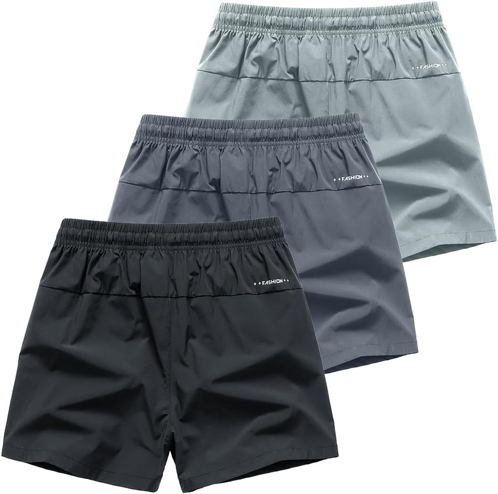 Skiennix Men's Athletic Workout Shorts - Lightweight Moisture-Wicking with Zipper Pockets | 3-Pack
