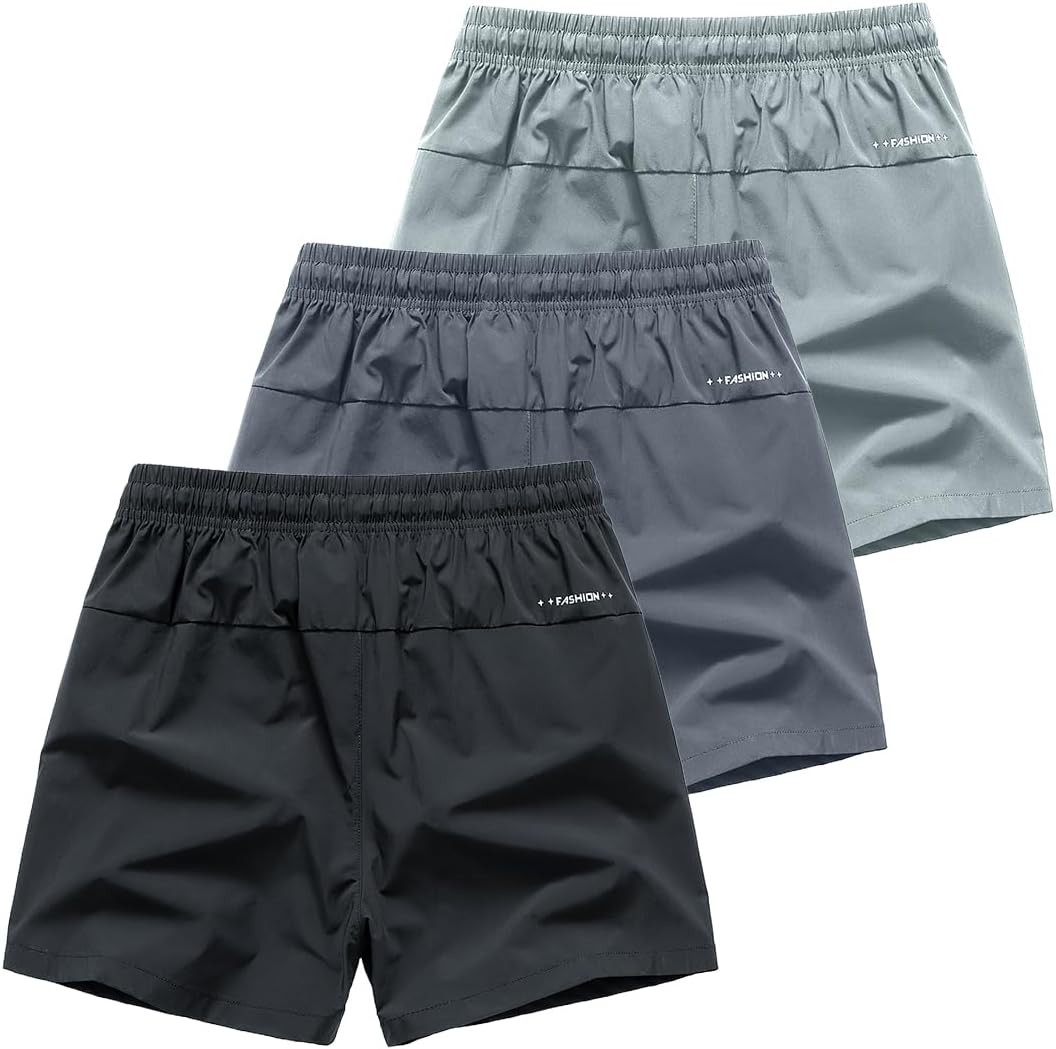 Skiennix Men's Athletic Workout Shorts - Lightweight Moisture-Wicking with Zipper Pockets | 3-Pack