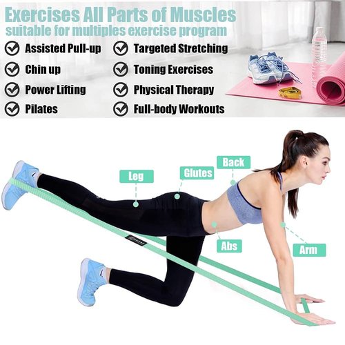 GAIYAH FITNESS Long Bands for Working Out-Long Resistance Women Workout Out Loop Large Body Out, MintPinkDark GrayBlack