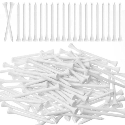 zisiueel 600 Pack Golf Tees Bulk Wooden Bamboo Tees Decoration for Men Women Clubs Golf Ball Theme Party Accessories School Supplies Reduce Friction Side Spin for Club (White,Solid)