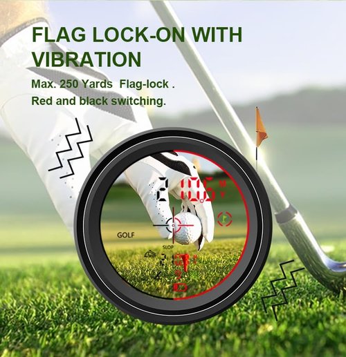 Super E Caddy Laser Golf/Hunting Range Finder, 875 Laser Range Finder with 6X Magnification, Fully Multi-Coated Ultra-Clear View, with Slope Correction, Pin-Seeker & Flag-Lock