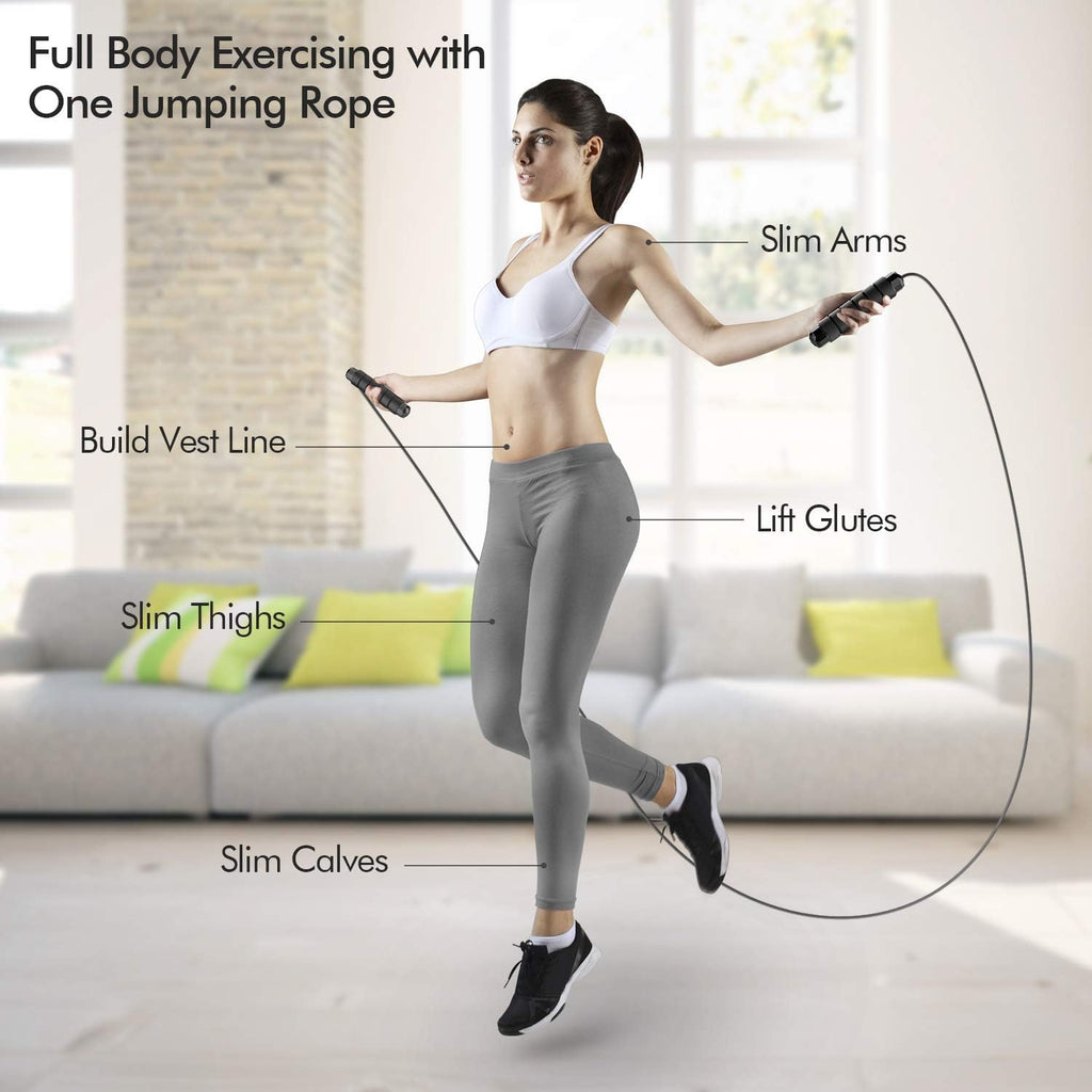 Skiennix Tangle-Free Jump Rope - Adjustable Steel Cable with Foam Handles for Home Gym Fitness