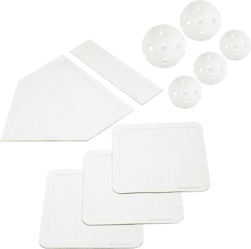 Baseball & Softball 5-Piece Base Set | 5 Plastic Training Balls - Enhance Power & Agility for All Ages