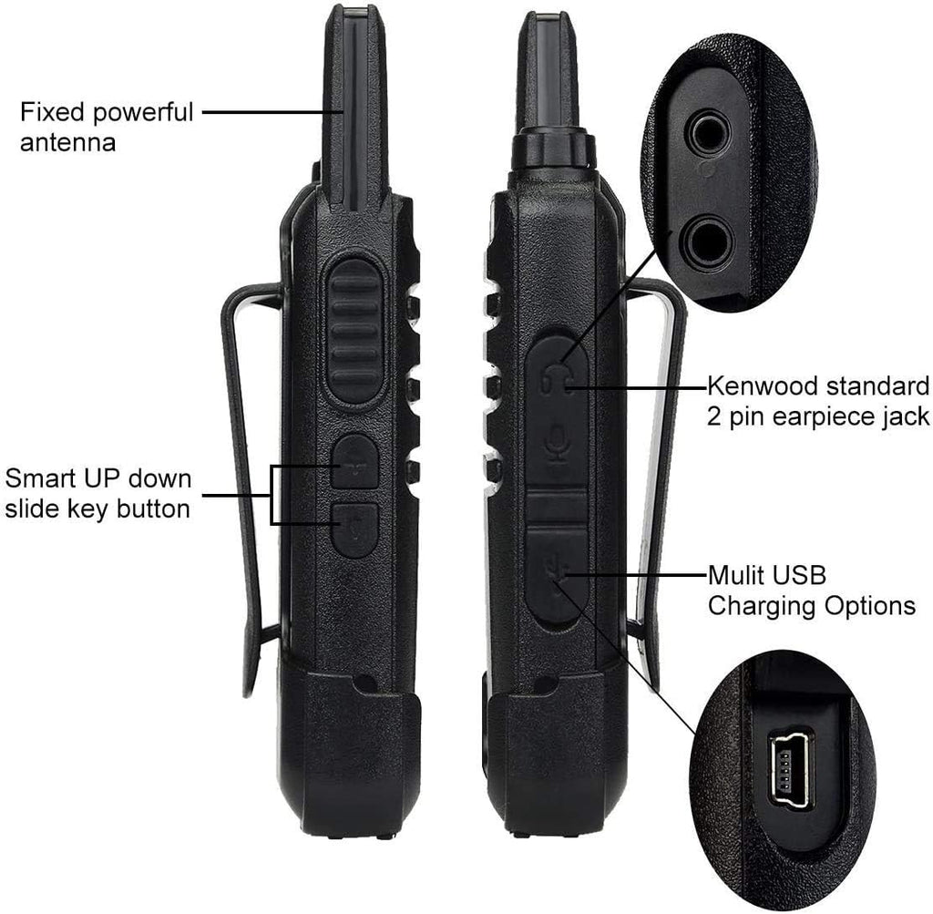 Retevis RT22 Two Way Radio - Long Range Rechargeable Walkie Talkie with VOX Earpiece | 4 Pack for Adults