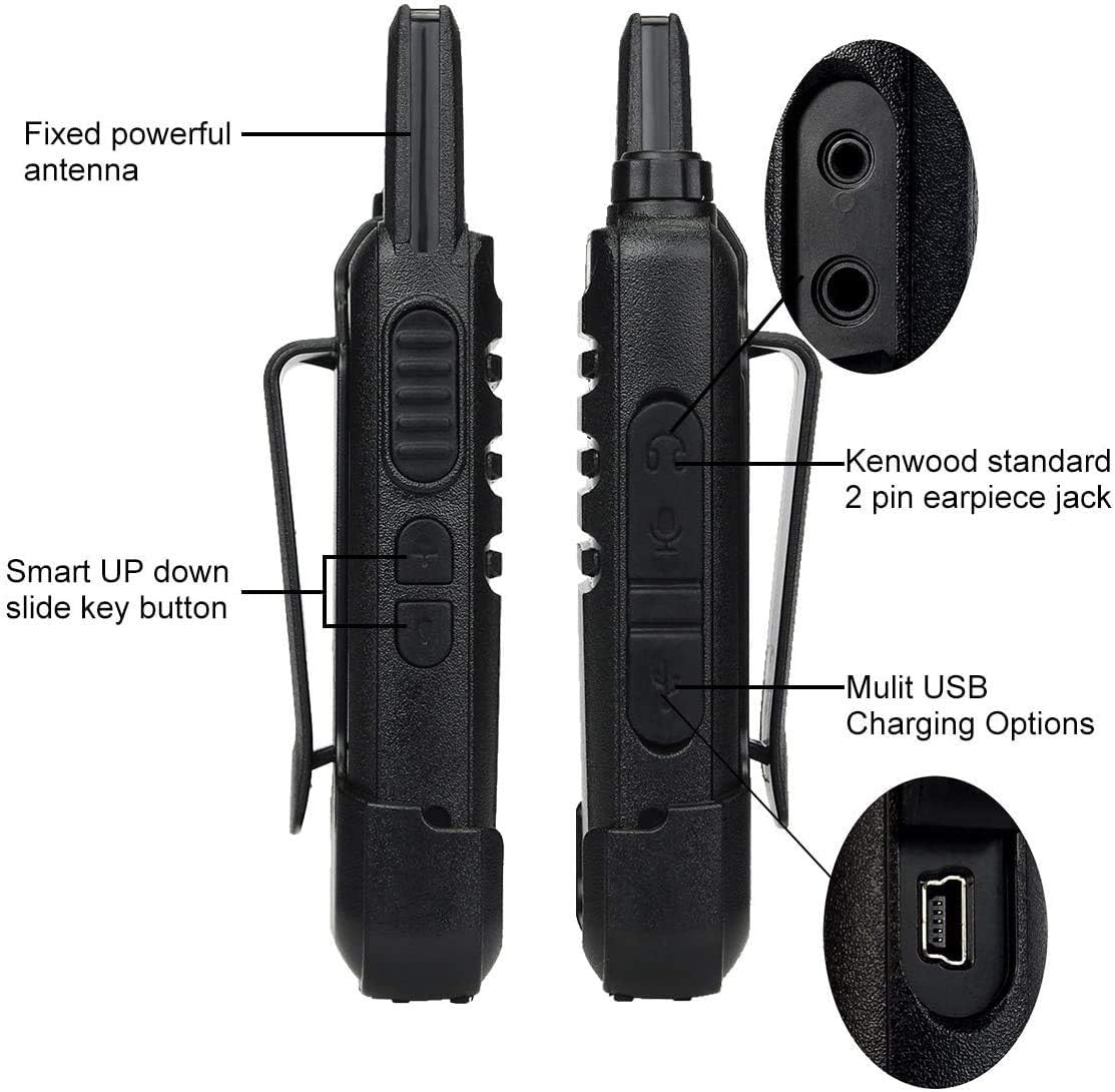 Retevis RT22 Two Way Radio - Long Range Rechargeable Walkie Talkie with VOX Earpiece | 4 Pack for Adults