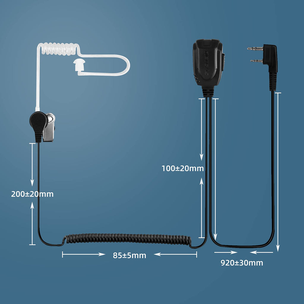 Retevis Two Way Radio Earpiece with Mic, Acoustic Tube, Coil, for RT22 RT68 RT21 H-777 RT86 RT27, Compatible with Baofeng UV-5R, Arcshell, Kenwood, Pxton Two Way Radio, Walkie Talkie Headset(6 Pack)