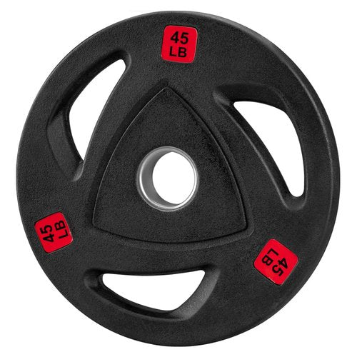 Weight Plates 2-Inch Rubber Coated Olympic Cast Iron Grip Plates Bumper Plates in Pairs or Single for Strength Training, Weightlifting and Bodybuilding