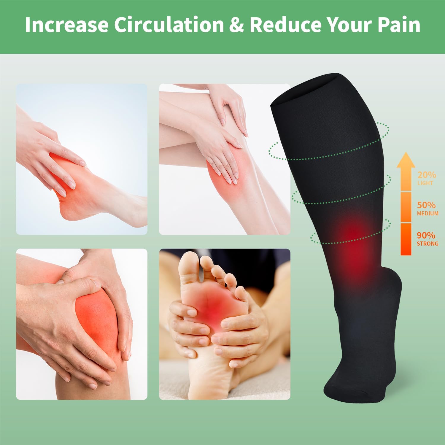 Skiennix Plus Size Compression Socks - 20-30 mmHg Wide Calf Support for Men & Women | Extra Large