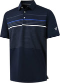 M MAELREG Golf Shirts for Men - Moisture-Wicking Short Sleeve Polo | Casual Striped Print, Regular Fit