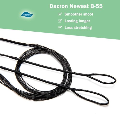 Deerseeker Archery Bow String Replacement - Dacron Bowstring with Finger Protector & 2 Nock Points | 12-16 Strands for Recurve & Longbow (48-70 Inches)