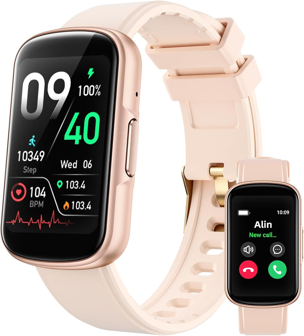 Parsonver Fitness Tracker - Heart Rate & Sleep Monitor | IP68 Waterproof Smart Watch, Rose Gold