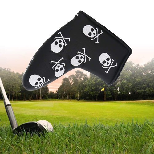 Seacloud Golf Head Cover Blade Putter Cover Skull Pattern Wtih V- Headcover Black