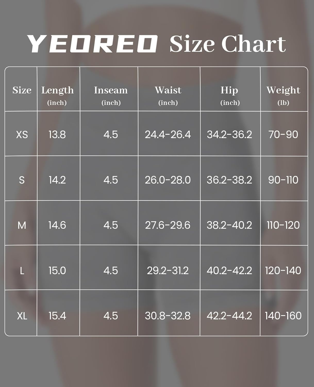 YEOREO Women's Biker Shorts - 4.5" Faux Denim, Mid Waist, No Front Seam, Hidden Scrunch Design