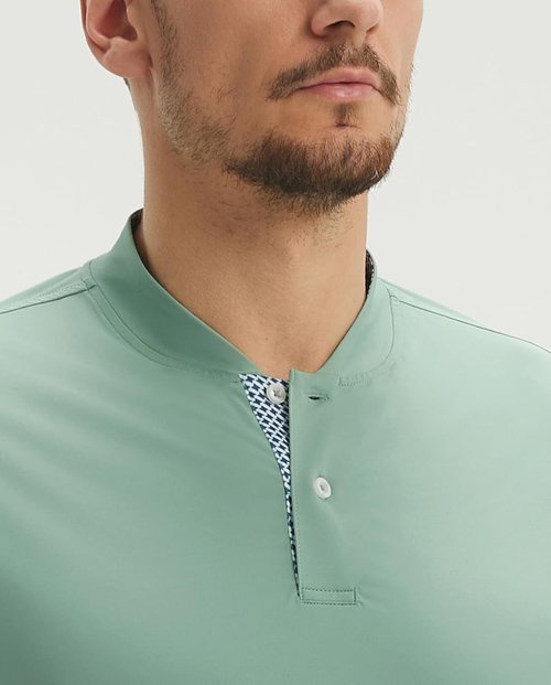 M MAELREG Men's Golf Shirts - Collarless Performance Dry Fit, Moisture-Wicking, Casual Short Sleeve Henley