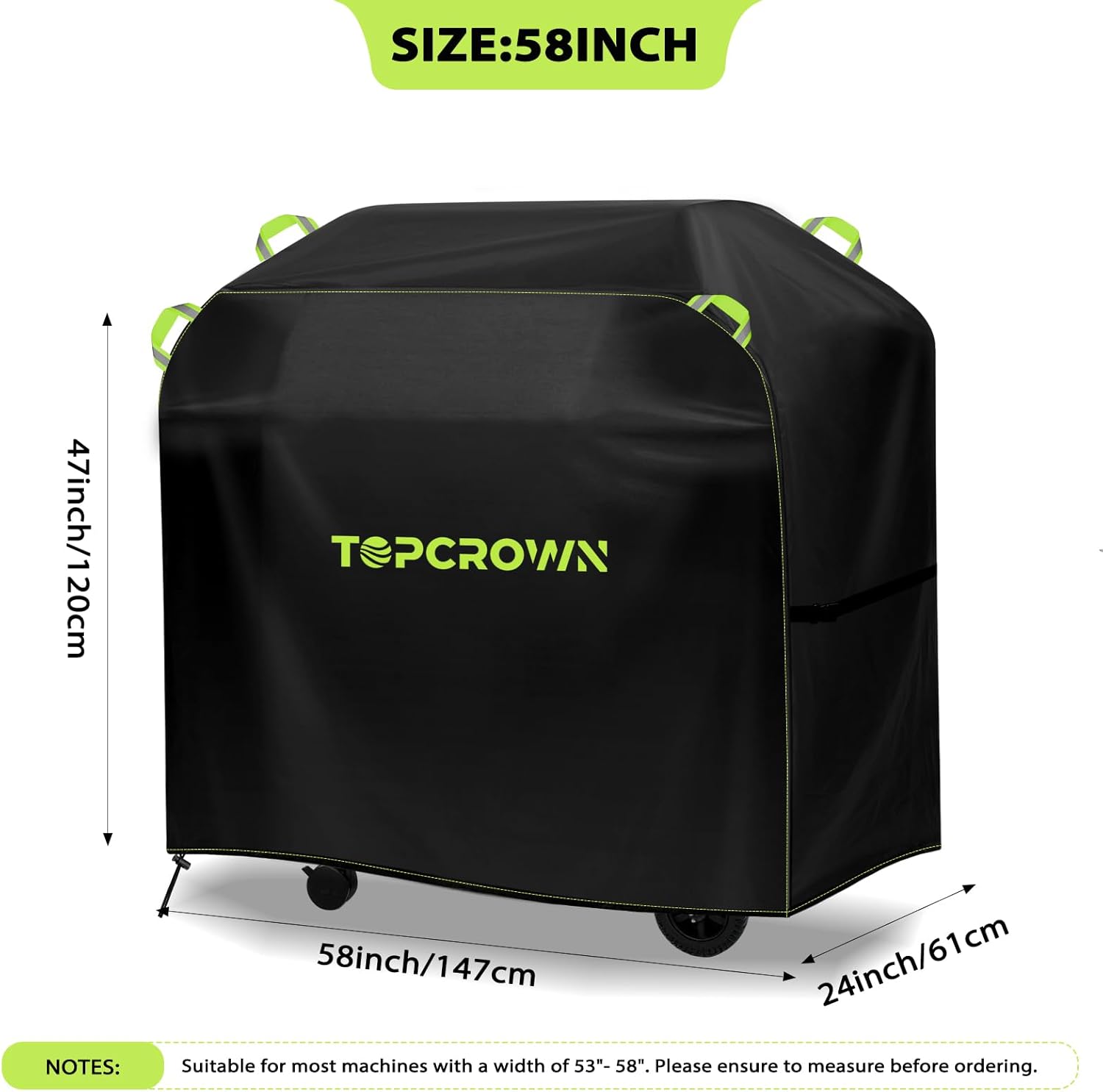 TOPCROWN BBQ Grill Cover - Waterproof & Windproof Design | Universal Fit 45"-75" for Weber, Char-Broil, Nexgrill (58")