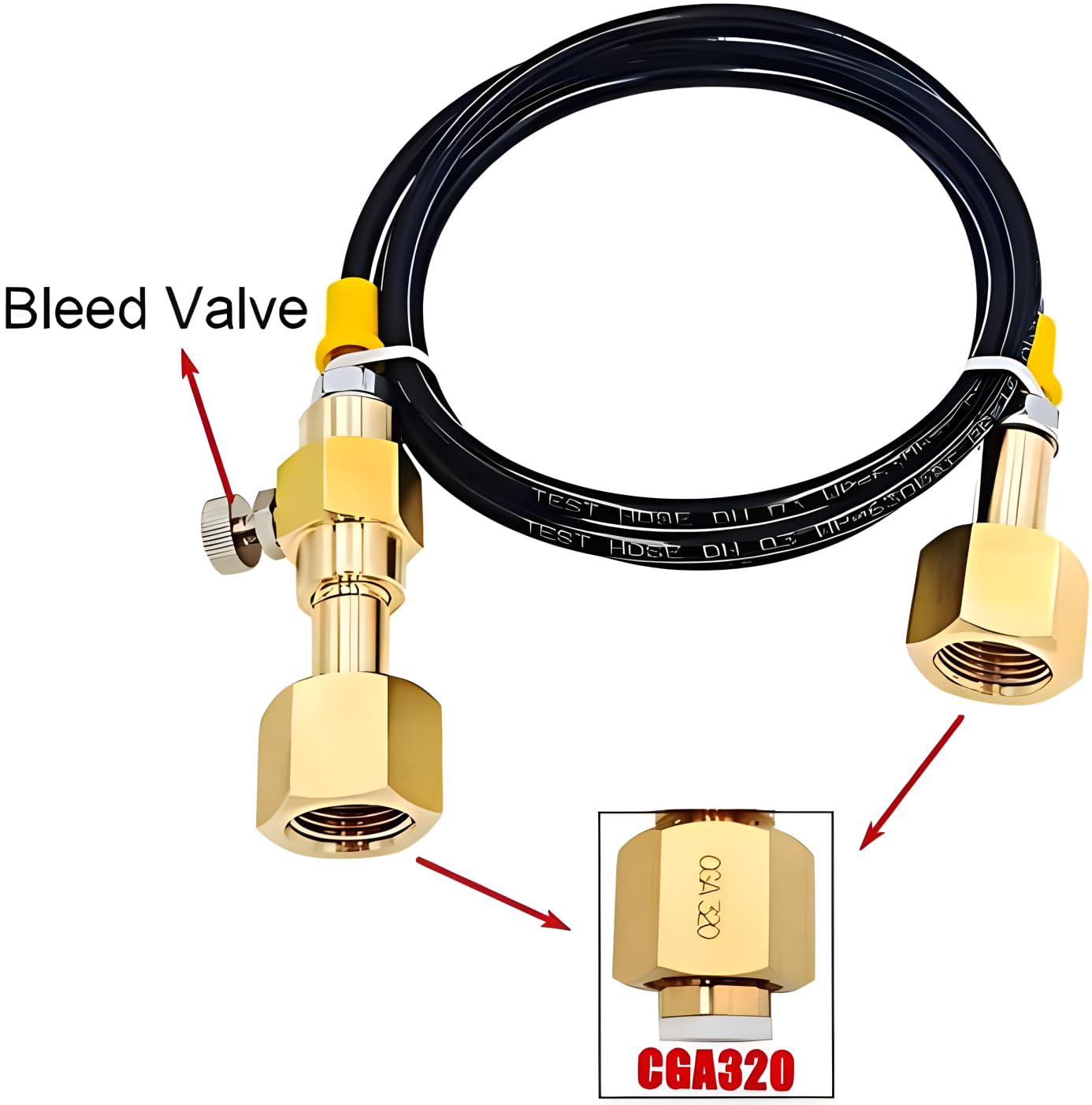 New CO2 Tank Refill Adapter Hose, Easily Fill Small Tanks from Larger Co2 Tanks,60inch Hose with CGA320 Thread