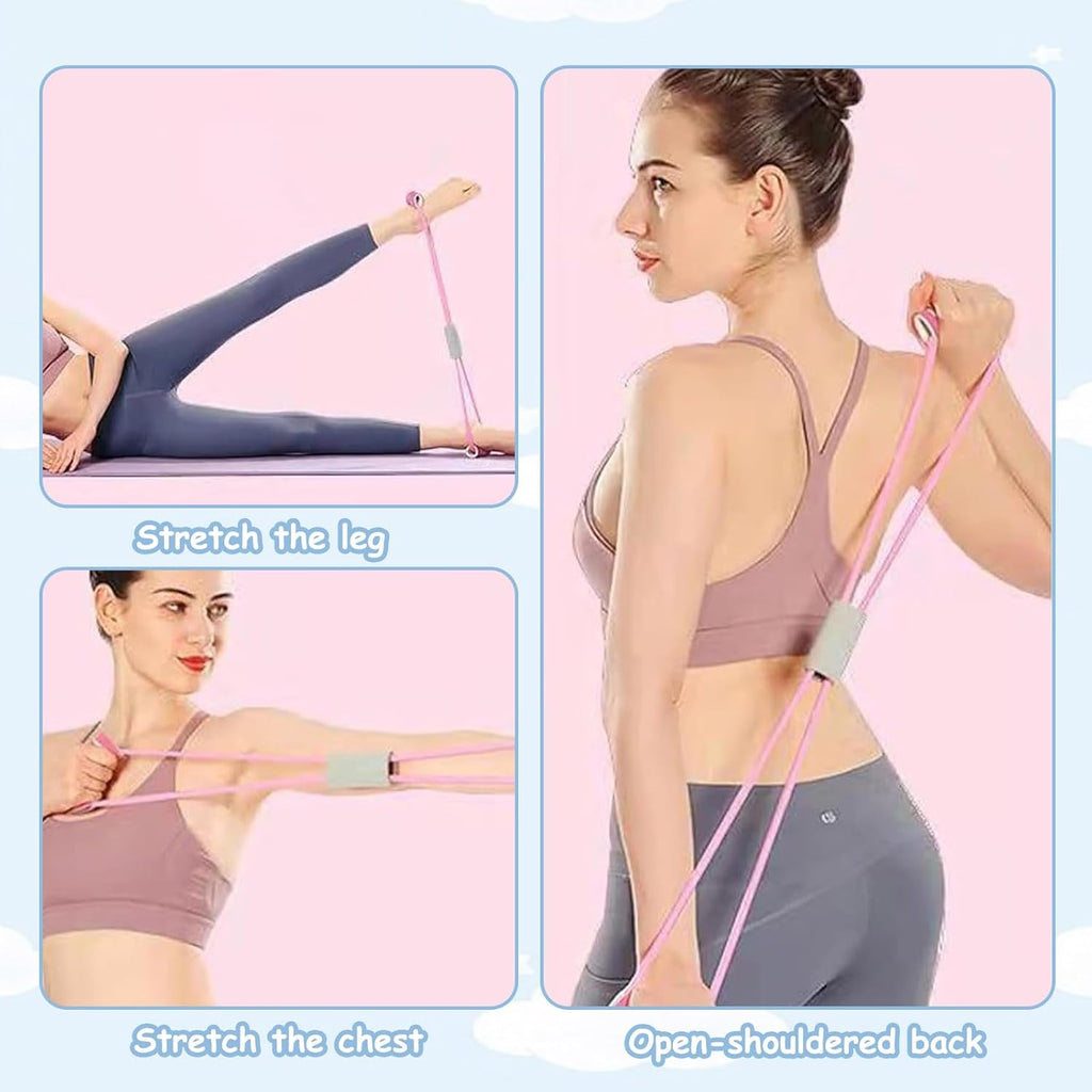 Saludea Resistance Bands - 3-Piece Figure 8 Set with Handles for Full-Body Strength Training | Pink, Purple, Blue