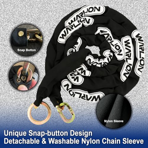 Heavy Duty Motorcycle Security Chain 7ft x 3/8in Black Anti-Theft Lock