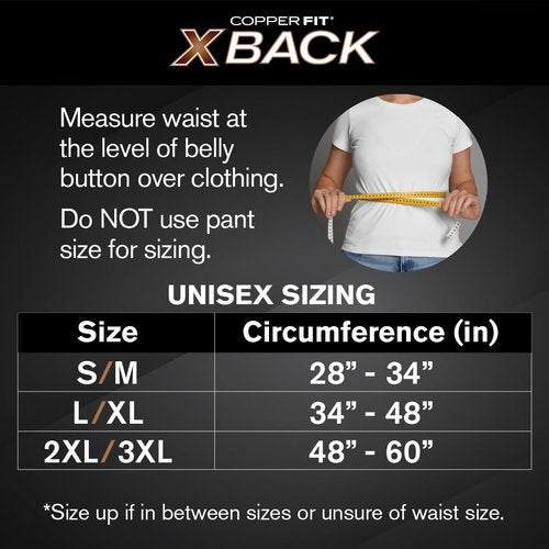 Copper Fit X-Back Brace | Adjustable Lumbar Support for Lower Back Pain Relief (Small/Medium)