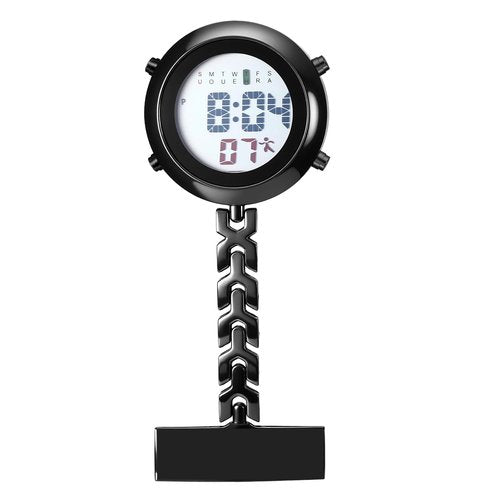Lancardo Pin on Electronic Watch: HD Digital Display Multi-Function Day Calendar Alarm Stopwatch for Nurses Doctors Hikers Chefs Climbers