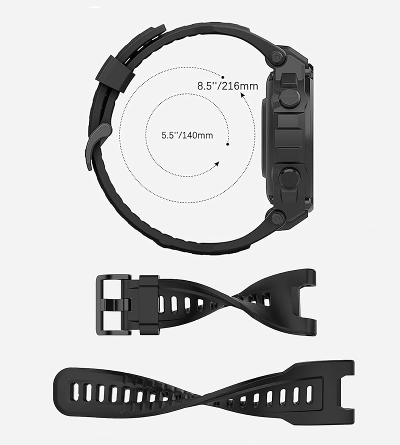 2 Pack Waterproof Bands for Amazfit T-Rex / T-Rex Pro - Soft Silicone Watch Bands, Black