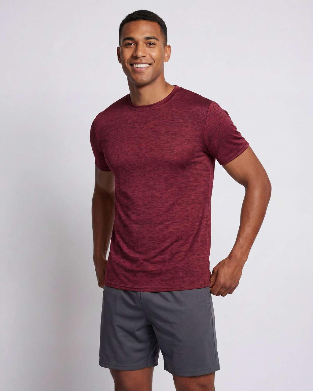 Real Essentials 5 Pack: Men's Dry-Fit Short Sleeve Crew Neck T Shirts Fitness Running Gym Workout Cool Exercise Athletic Tee, Set 1, Medium