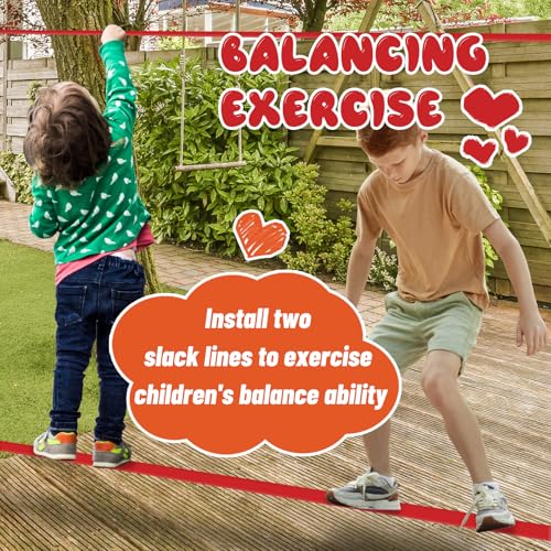 60ft Ninja Warrior Obstacle Course for Kids with Accessories & Tree Protectors