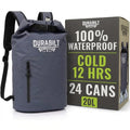 DURABILT Backpack Cooler Insulated Waterproof – 24 Cans, Leak Proof Heavy Duty Soft Sided Cooler Backpack, Dry Bag Roll Top Sack, 14 Cans + Ice, Gear Dry for Hiking, Beach, Camping, Fishing & Kayaking