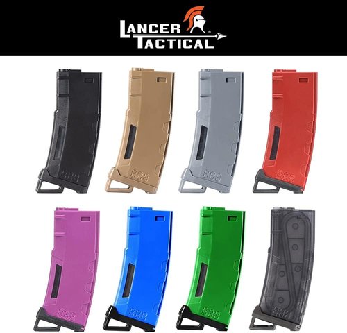 Lancer Tactical Airsoft Magazine - High-Speed MidCap with 130 Round Capacity & Transparent Window