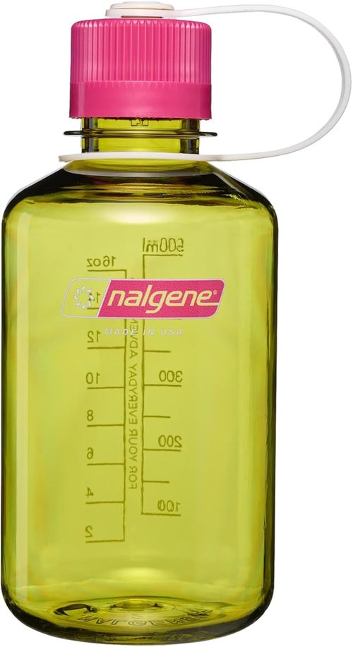 Nalgene 16 oz Narrow Mouth Water Bottle - BPA-Free, Durable & Leak Proof | Endive with Fuchsia Purple