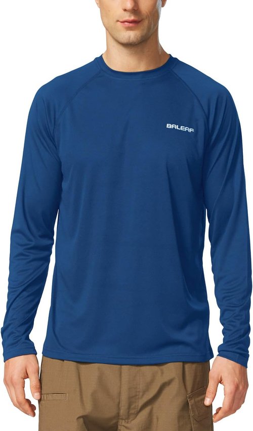 Baleaf Men's UV Protection Shirt - SPF UPF 50+ Long Sleeve Rash Guard for Fishing & Running