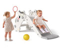 Babytronic Toddler Slide - 4-in-1 Indoor & Outdoor Playground with Climber, Basketball Hoop & Ring Toss | Cream & Gray
