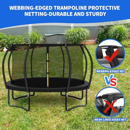 14FT Trampoline Safety Net for 8 Curved Poles - Pumpkin Top Ring Enclosure