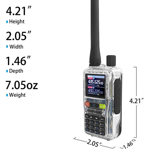 BaoFeng UV-5R Mini Radio,UV5R Mini Clear Dual Band Walkie Talkies,App Programming,Copy Frequency,NOAA Weather,5W Power,999 Channels,USB-C Fast Charging (Transparent-1Pack)