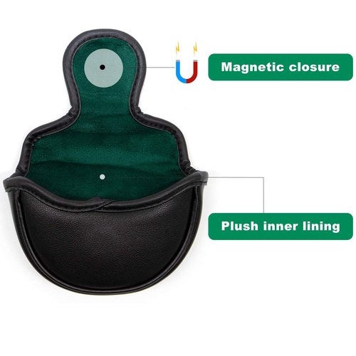 barudan golf Putter Cover Half Mallet Putter Headcover Magnetic Club Protector (Black)