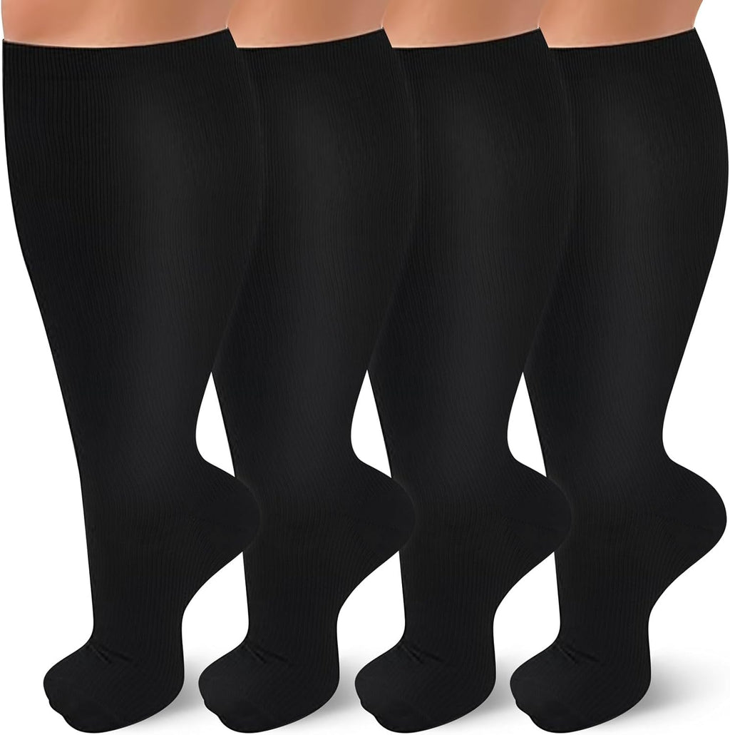 Skiennix Plus Size Compression Socks - 20-30 mmHg Wide Calf Support for Men & Women | Extra Large