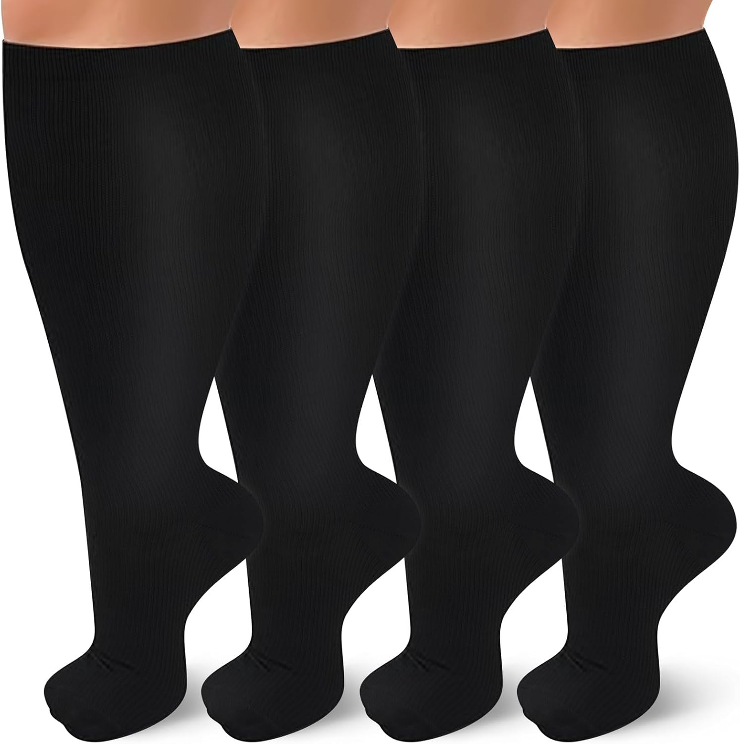 Skiennix Plus Size Compression Socks - 20-30 mmHg Wide Calf Support for Men & Women | Extra Large