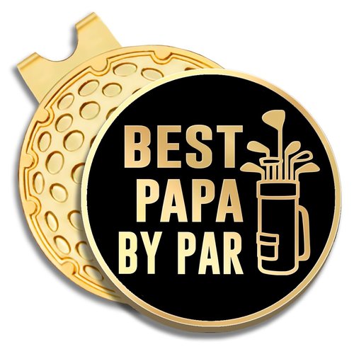 GEYGIE Best Papa by Par Black Gold Golf Ball Marker with Magnetic Hat Clip, Golf Accessories for Men, Golf Gift for Grandpa from Granddaughter Grandson, Birthday Retirement Gift for Grandpa?B?