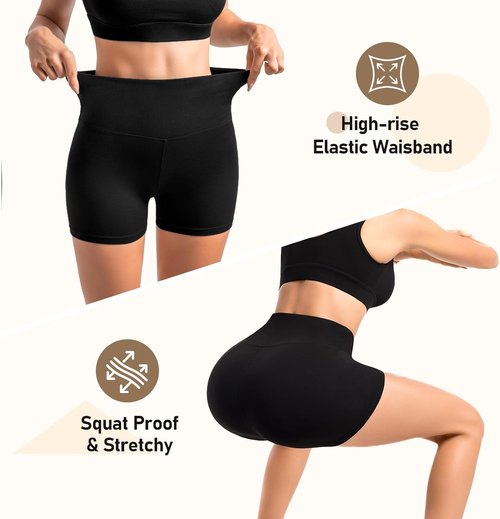 CADITEX Biker Shorts with Pockets for Women, 2 Pack High Waisted Spandex Yoga Shorts